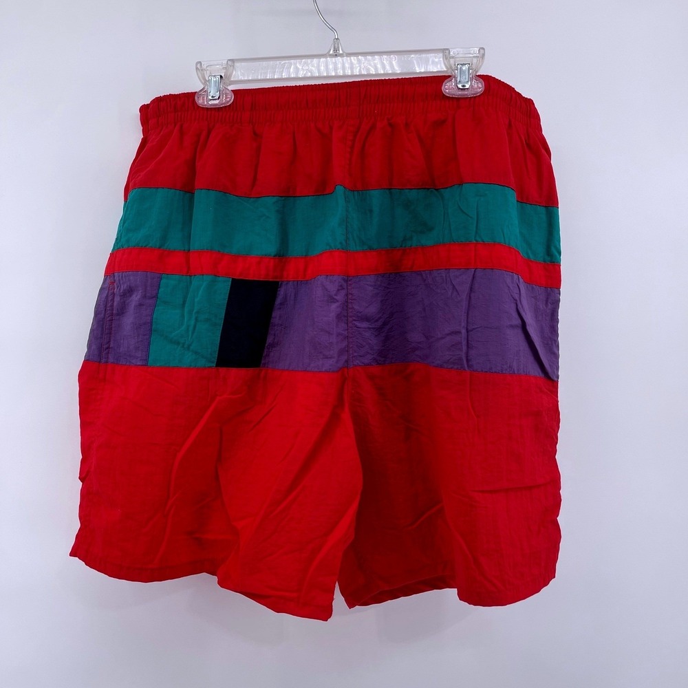 Jockey Swim Trunks Mens 2XT Red Colorblock Nylon Mesh Lined Board Shorts